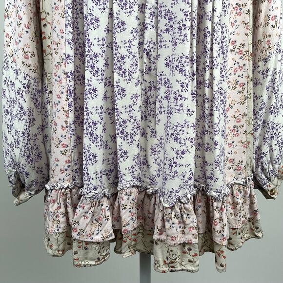 Floral Tiered Button-Front Mini Dress in Pastel Pink - Picture 8 of 16